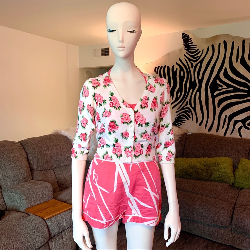 Pink floral pinup sweater